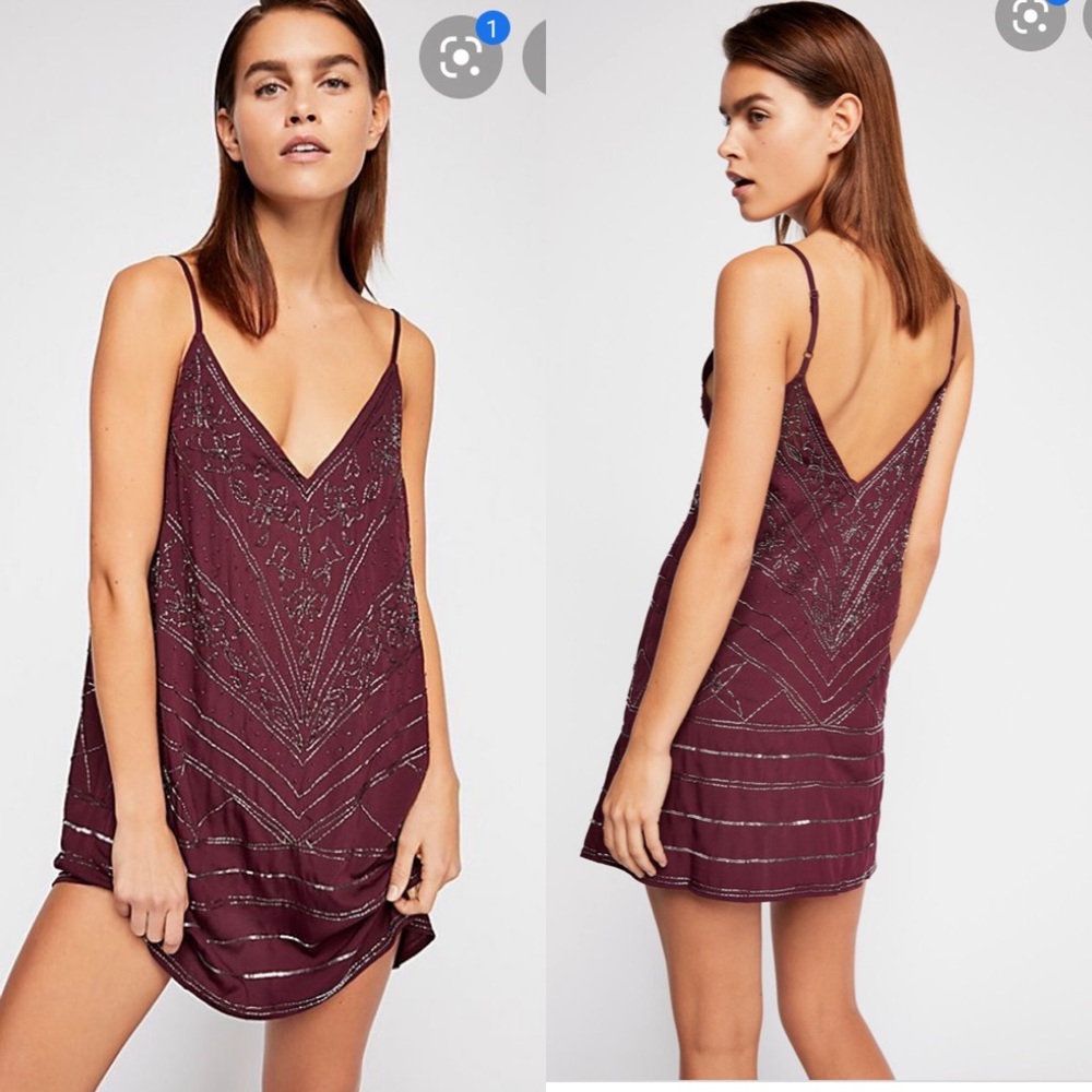 NWT Free People Make A Move Mini Slip Dress Plum